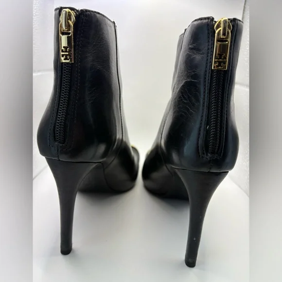 Tory Burch Pacey Black and Gold Ankle Booties - Picture 6 of 11